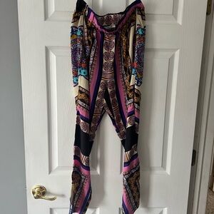 Collective Concepts Black and Pink Track Pants with Psychedelic Print